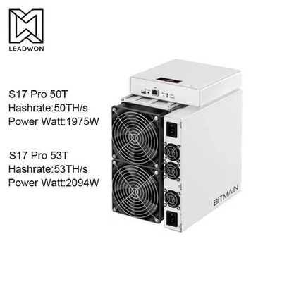82dB खनिक S17 Pro 50T 53T सेकेंडहैंड डुअल सिलेंडर फैन के साथ